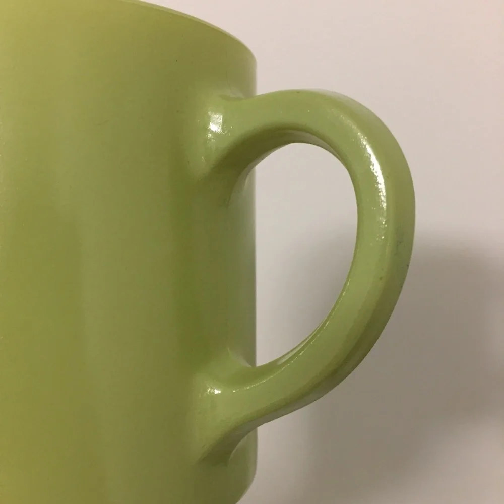 Set of 4 Vintage Green Milk Glass Mugs